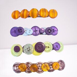 Set of four "Button" hair clips (Handmade-New & one-of-a-kind)